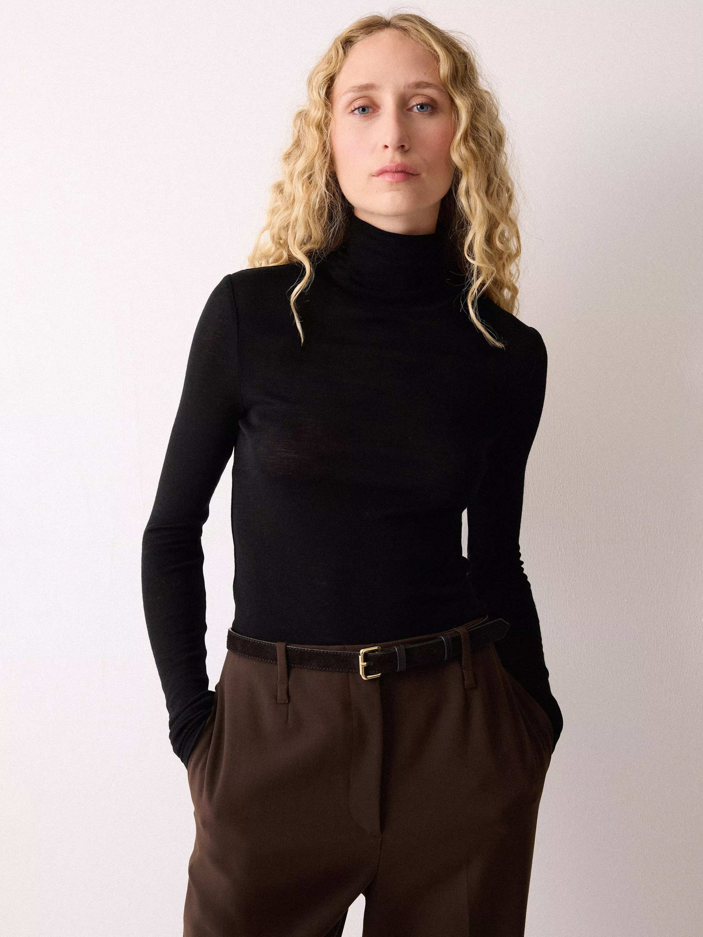 Jigsaw Wool Jersey Merino Wool Polo Neck Top | John Lewis (UK)