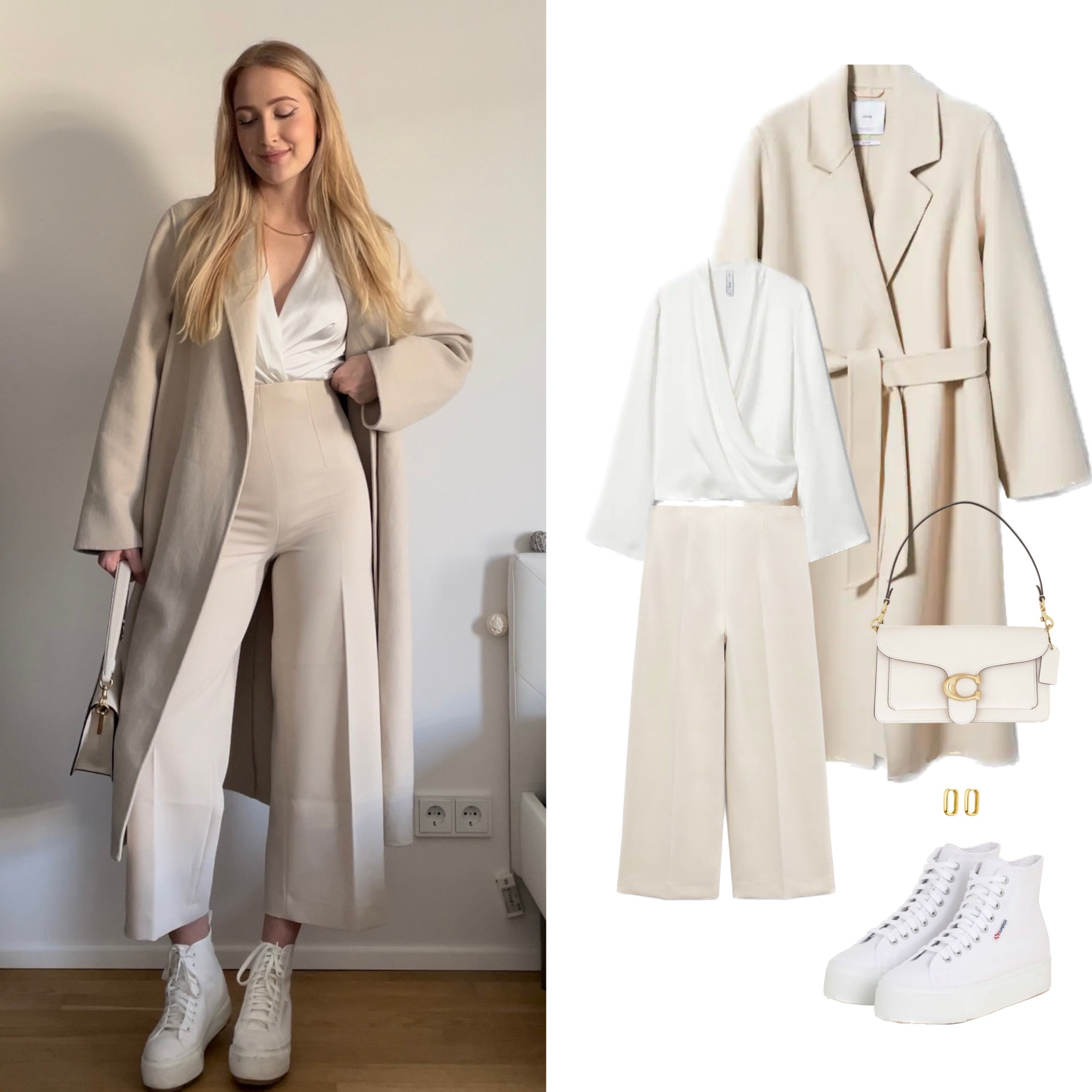 Upgrade your neutral game with this chic ensemble 🤍🤎 Pair flowy culotte pants, white Superga sneakers, a crisp white blouse, a cozy beige coat, and the must-have Coach Tabby handbag for a timeless look. Shop the pieces now and elevate your wardrobe! #OOTD #Neutrals #CoachTabby #ShopTheLook

#LTKsalealert #LTKFind #LTKfit