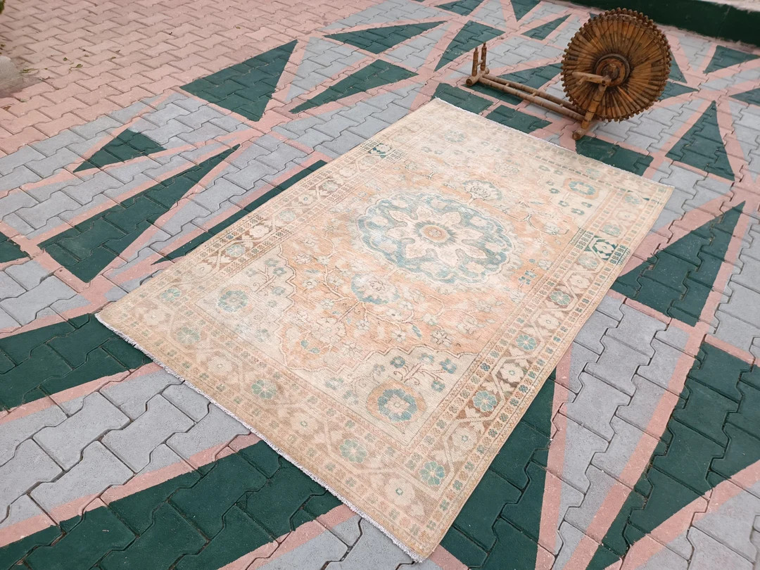 Decorative Rug 5x7 Vintage Oushak Rug Floral Rug 6.9x4.5 - Etsy | Etsy (US)