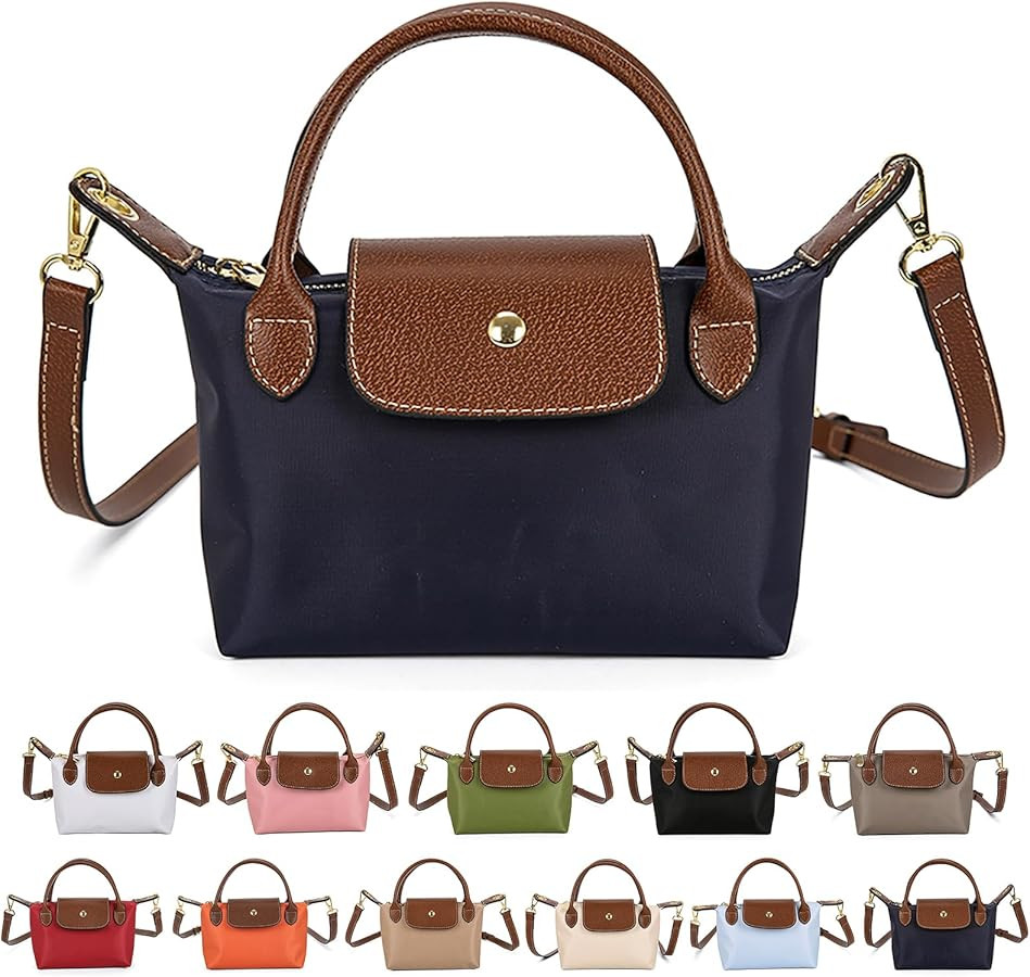 Womens Mini Crossbody Bag Dual Handle Adjustable Strap Nylon PU Leather Small Purse For Phone Wal... | Amazon (US)