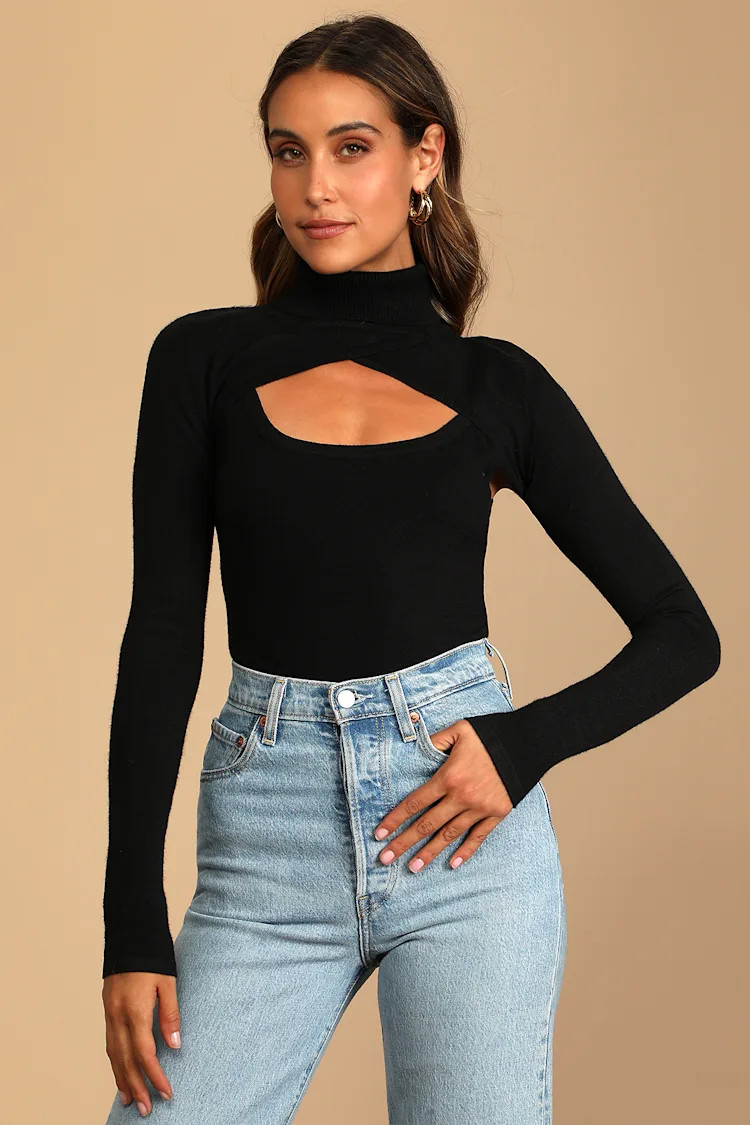 Double the Vibes Black Turtleneck Two-Piece Sweater Top | Lulus