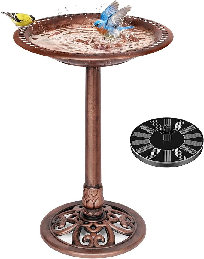 VIVOHOME Bird Bath with Solar Fountain for Outside, Polyresin Pedestal Bird Baths with Solar Powe... | Amazon (US)