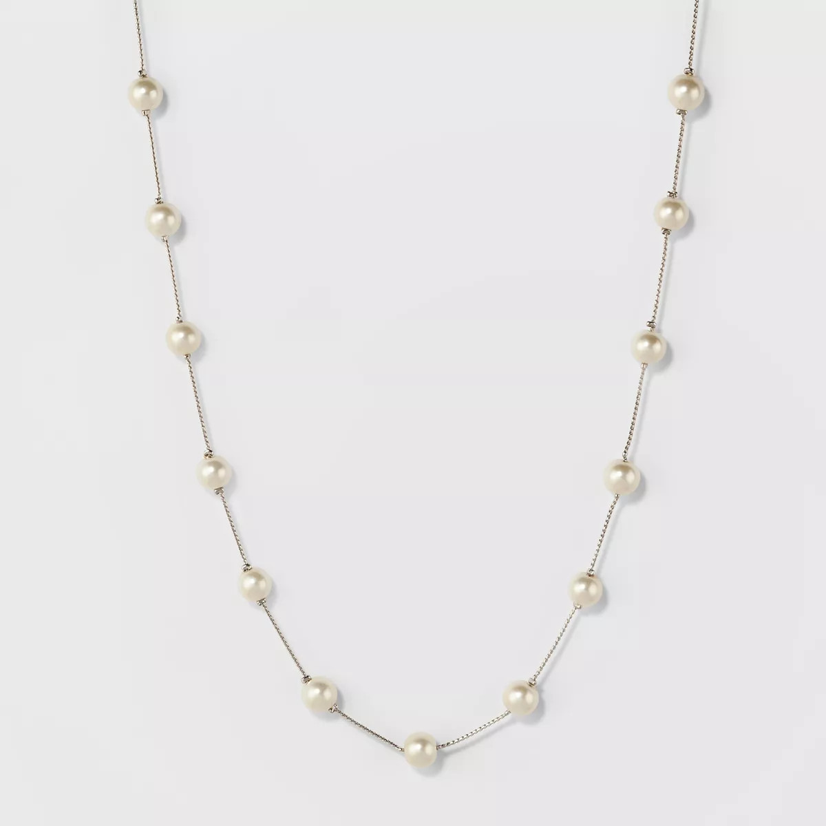 Short Faux Pearl Chain Necklace - A New Day™ Silver | Target