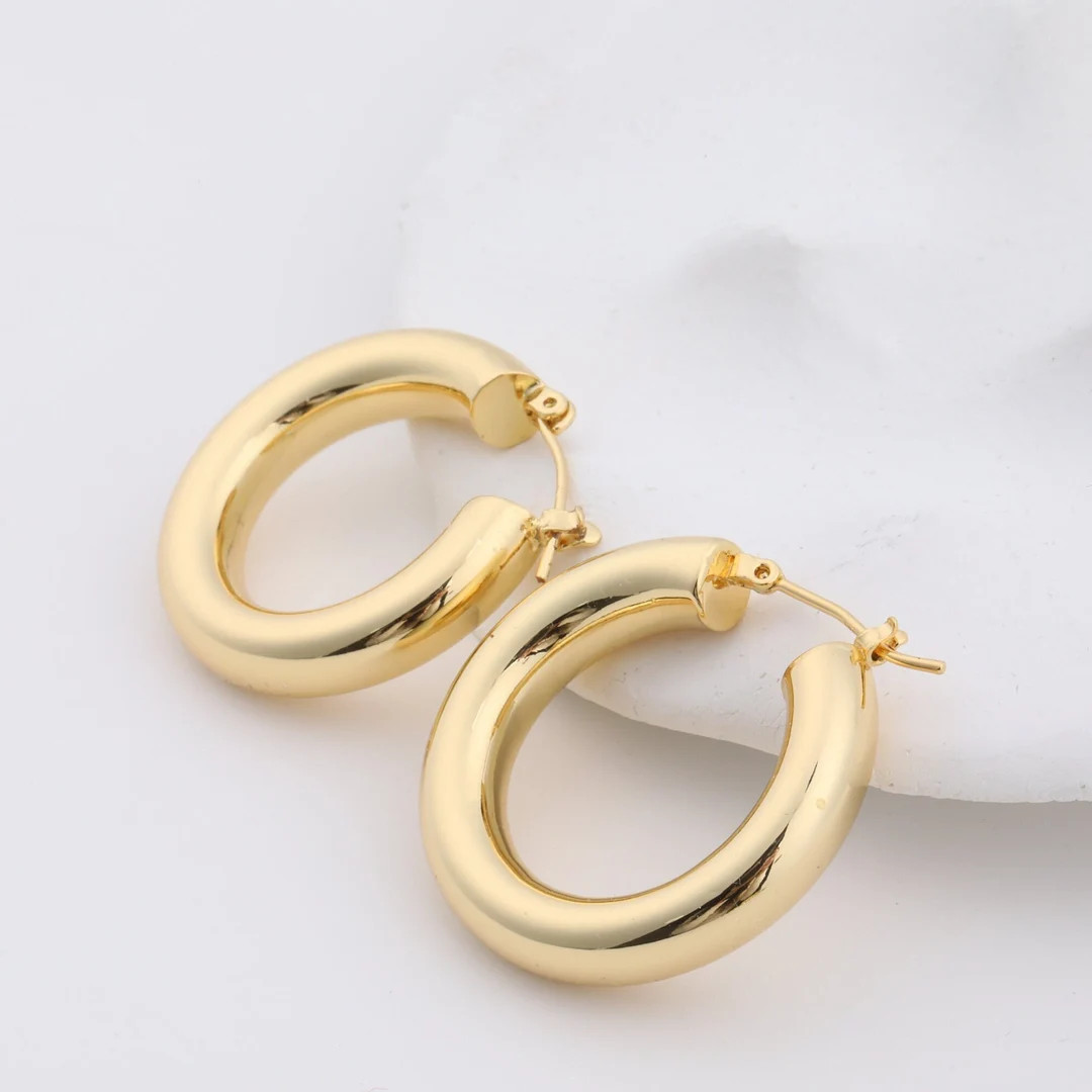 14k Gold Filled Ohrringe Chunky Gold Creolen Ohrring Minimalist Wasserdichte Ohrringe Dicke Gold ... | Etsy (EU)