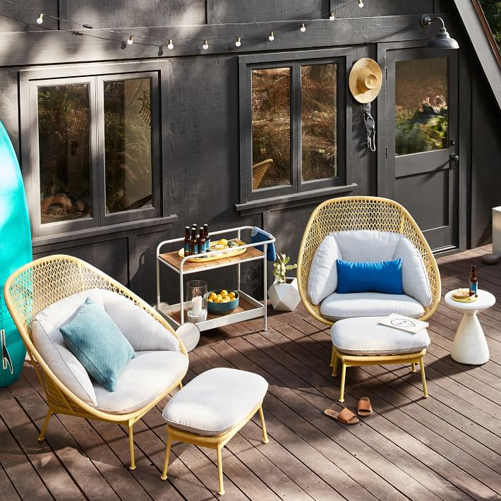 Paradise Outdoor Lounge Chair & Ottoman Set | West Elm (US)