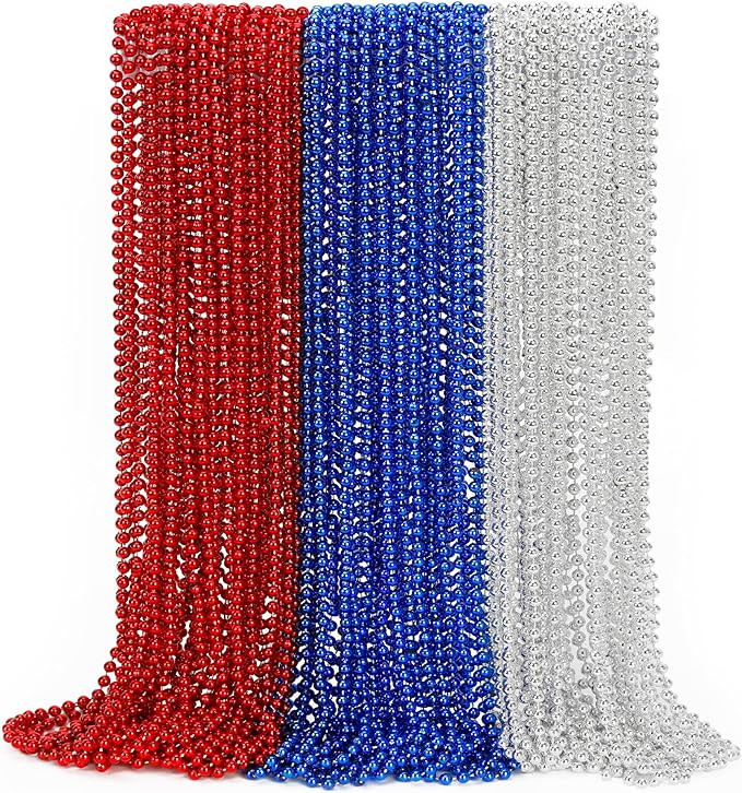 4th of July Party Favors, 12PCS 250th Anniversary Patriotic Necklaces Bulk, Fourth of July Red Bl... | Amazon (US)