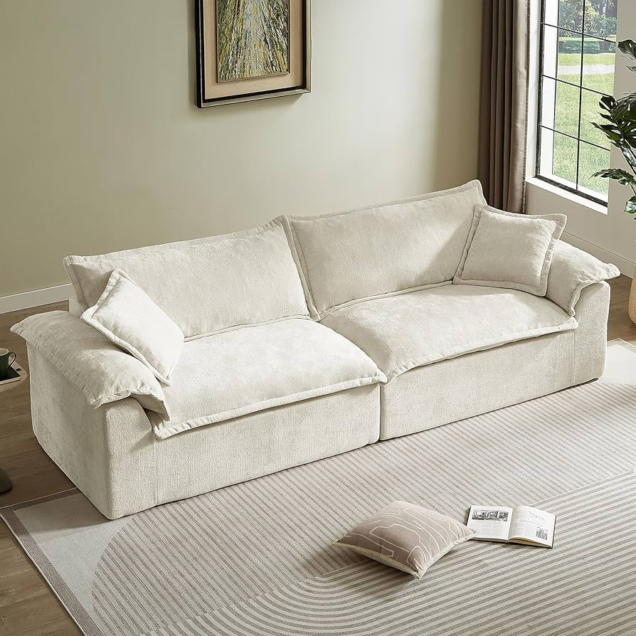 CHITA 114" Boneless 4 Seater Couch, Modern Cloud Sofa with Deep Seat for Living Room, No Assembly Needed, Cream | Amazon (US)