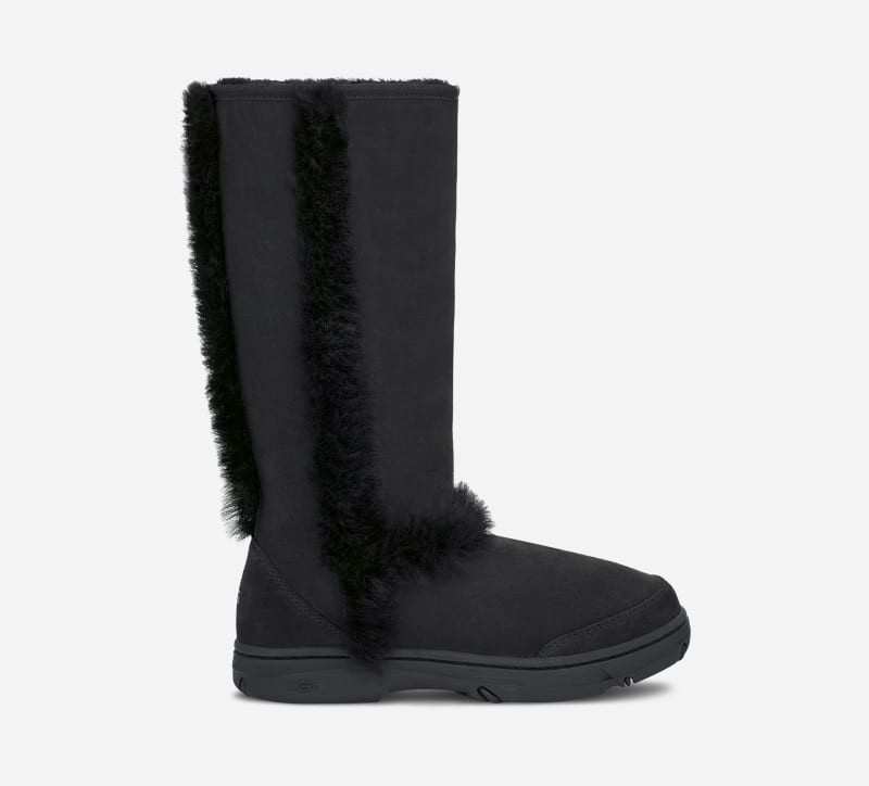 UGG® Women's Sunburst Tall Warm Sheepskin Boots in Black/Black, Size 12 | UGG (US)
