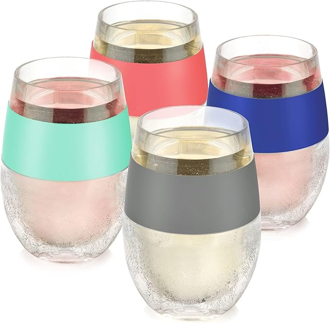 HOST Cooling Cup Set of 4 Plastic Double Wall Insulated Freezable Drink Chilling Tumbler with Fre... | Amazon (US)