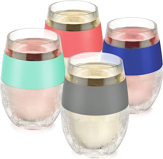 HOST Cooling Cup Set of 4 Plastic Double Wall Insulated Freezable Drink Chilling Tumbler with Fre... | Amazon (US)