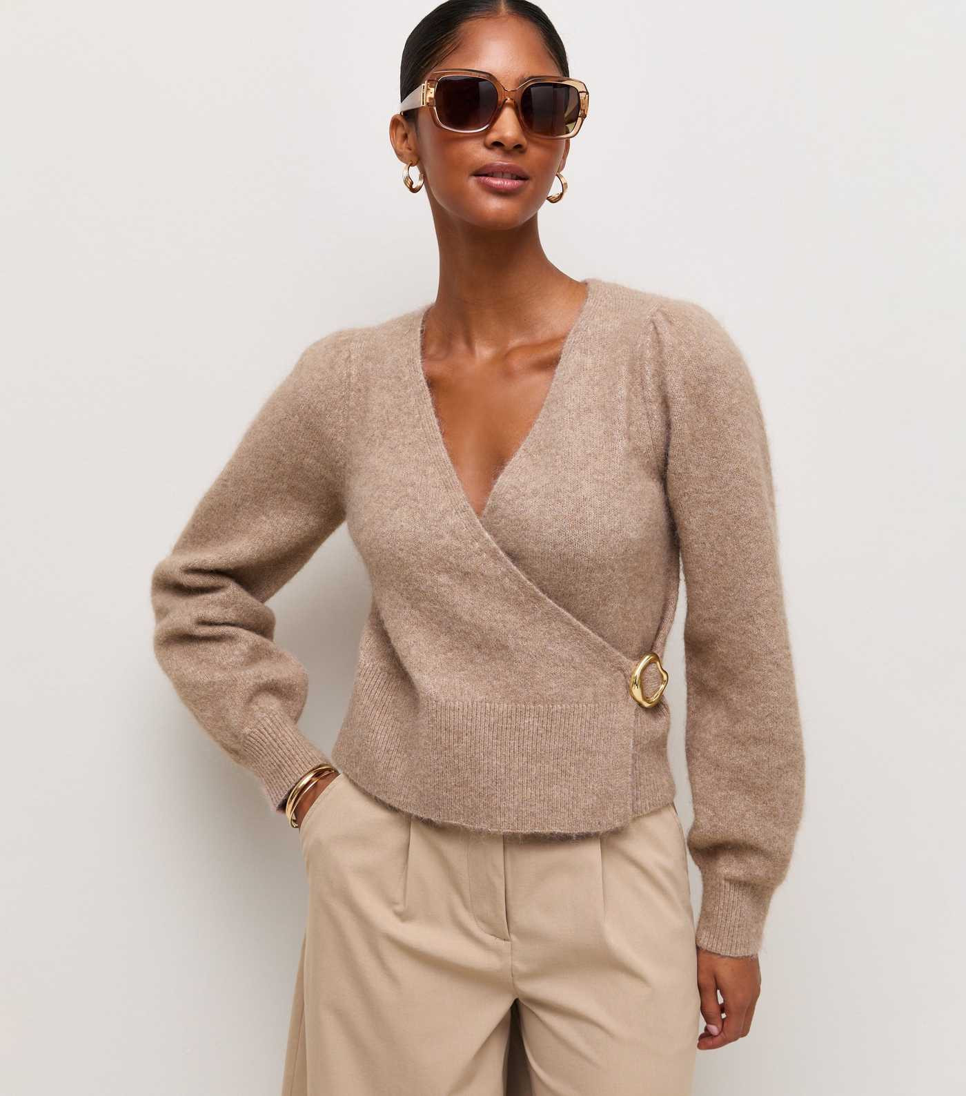Mink Knitted Buckle Wrap Jumper with Wool | New Look | New Look (UK)