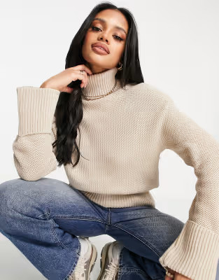 NA-KD – Hochgeschlossener Strickpullover in Beige | ASOS (Global)