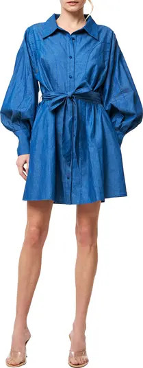 Embroidered Long Sleeve Denim Mini Shirtdress | Nordstrom