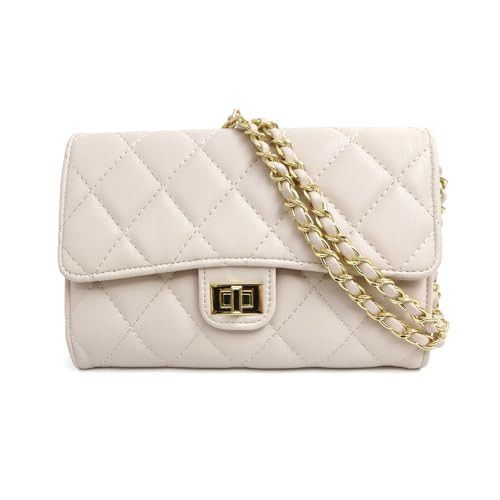 Small Black Clutch Purses for Women with Quilted Designs, Women's Trendy Quilted Crossbody Bags - Stylish Shoulder Handbags (Milky White（Classic ）) | Amazon (US)