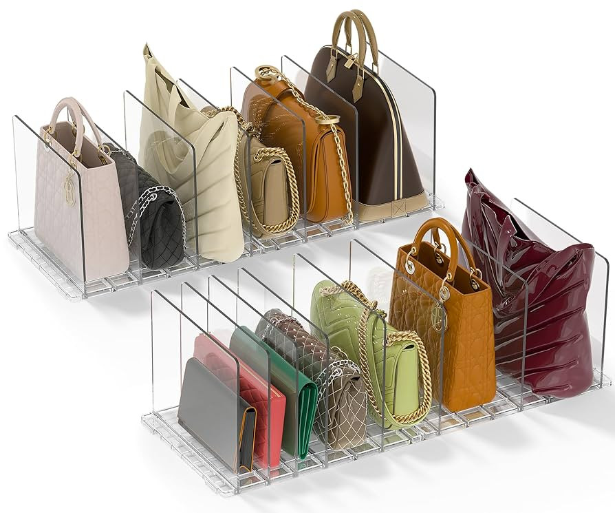 GoMaihe Bag & Purse Organizer for Closet: 4 Sets Adjustable Clear Handbag Storage Shelf - Plastic... | Amazon (US)