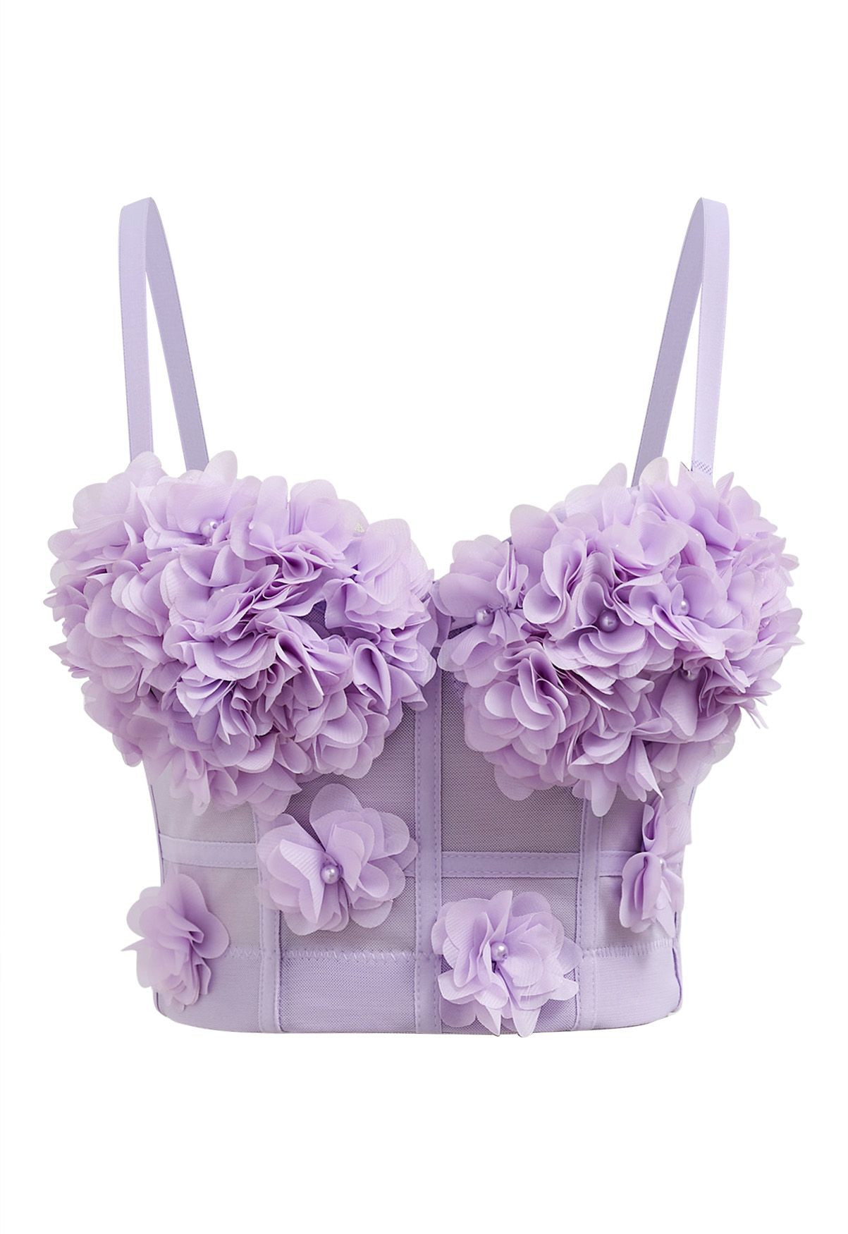 Pearly Petal Bustier Crop Top in Lilac | Chicwish