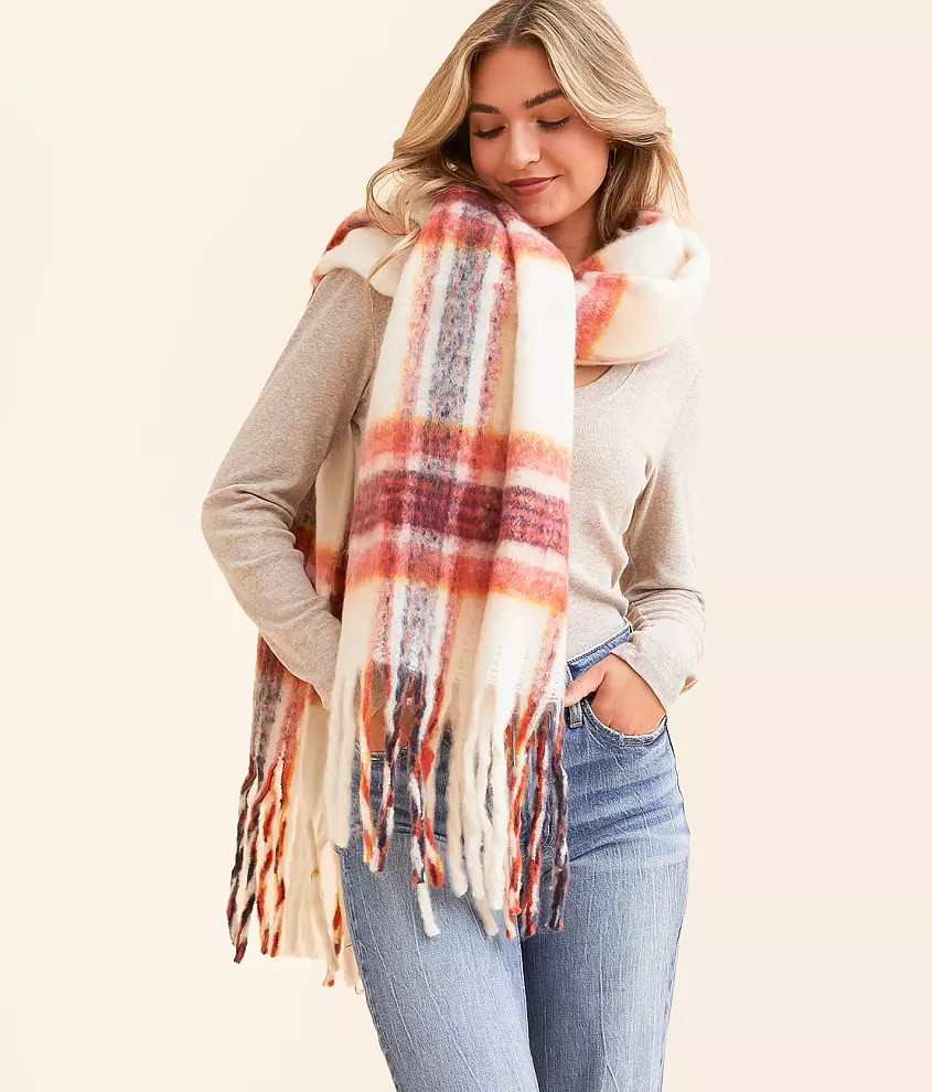 Plush Plaid Scarf | Buckle