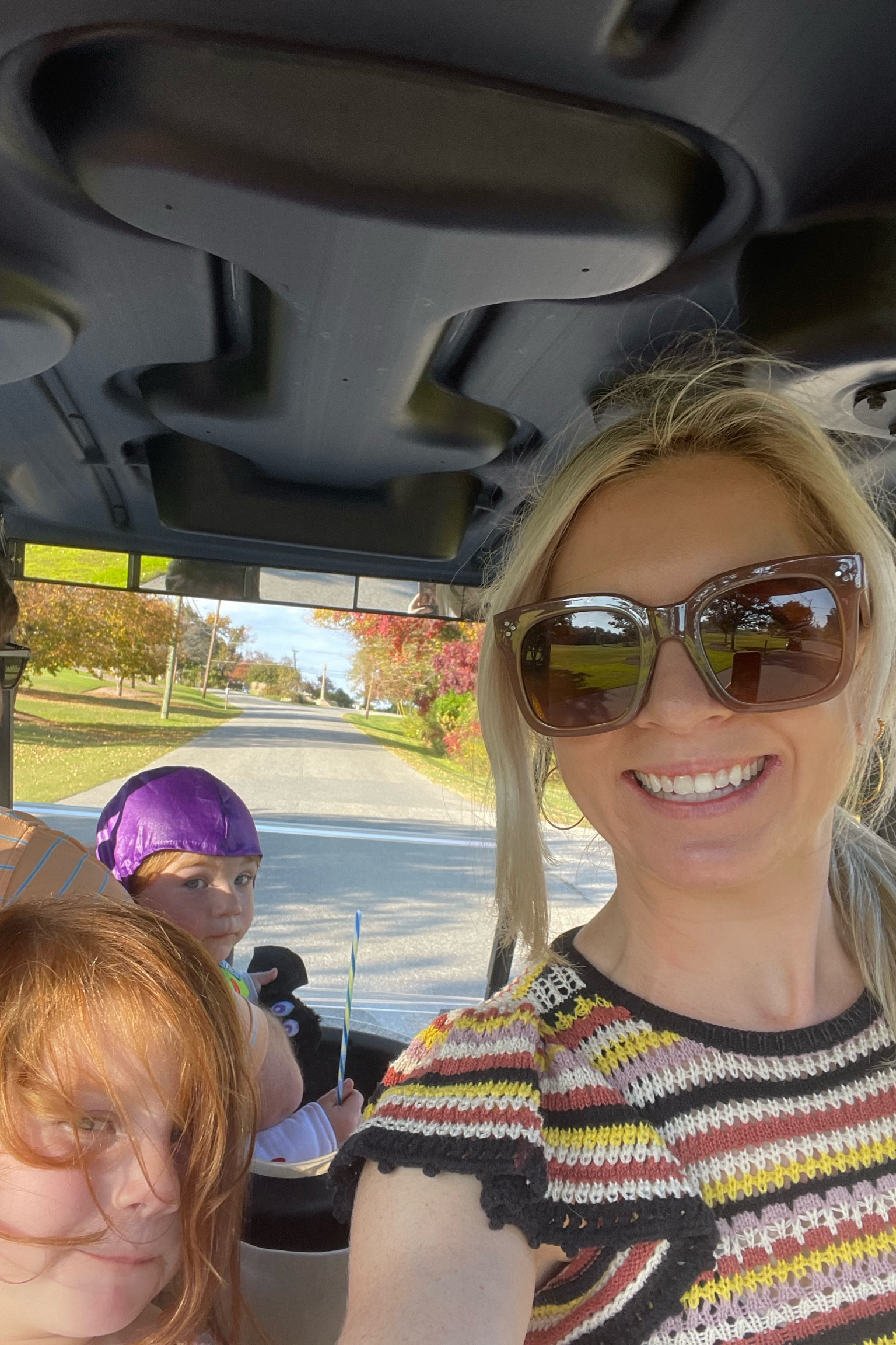 Golf carts and trick or treating? Yes please! Linking my mom look :) Amazon sunnies are a fav. 