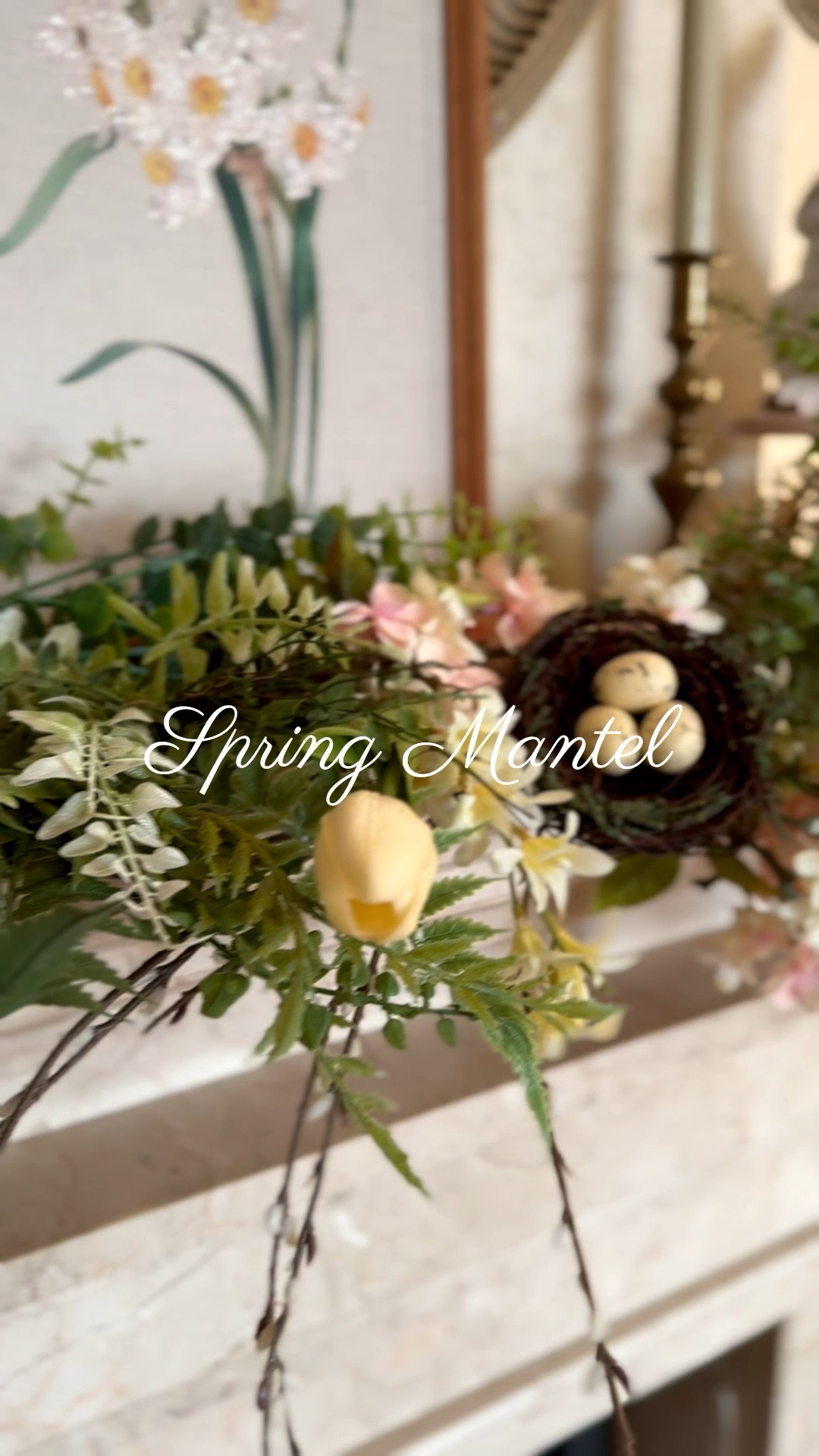 Spring living room mantel decor, Easter decorations, @Michaels spring flowers, faux tulips, spring decorations 

#LTKspring #LTKSaleAlert #LTKHome