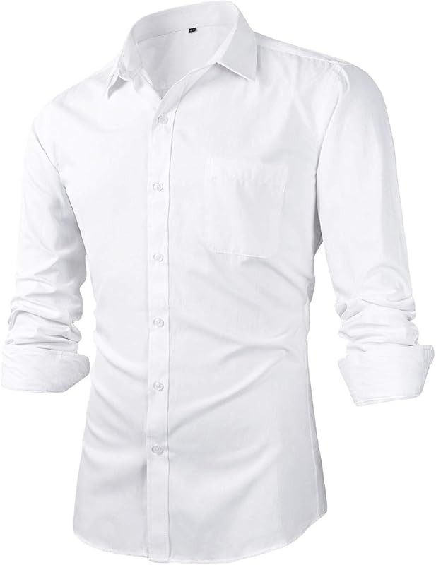 Beninos Mens Slim Fit Solid Point Collar Button Down Dress Shirt | Amazon (US)
