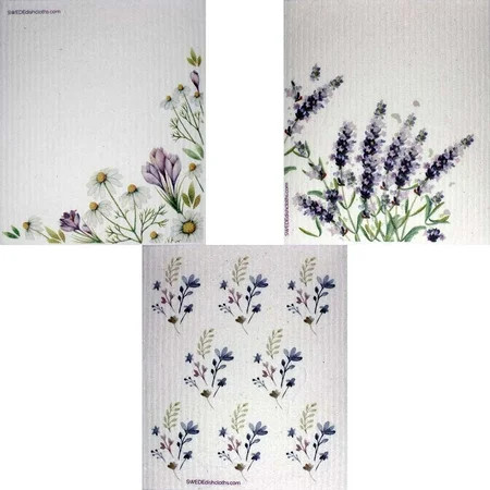 Swedish Dishcloths Mixed Wildflowers Set of 3 (one of each design) Eco Friendly Reusable European Di | Walmart (US)