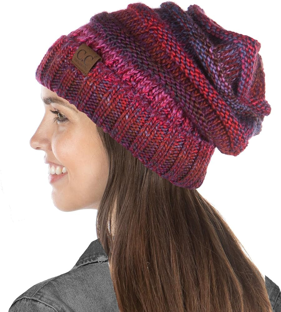 Funky Junque Exclusives Womens Beanie Oversized Slouchy Hat Ribbed Knit Warm Cap | Amazon (US)