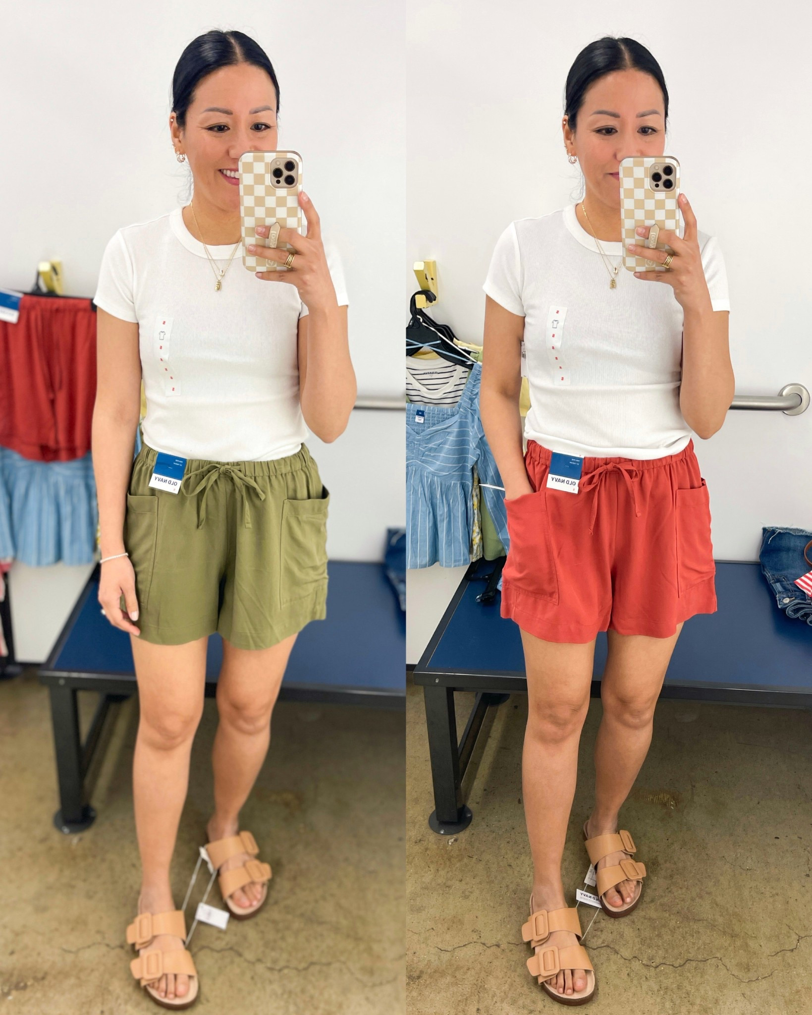 Size small tee
Size small shorts
Sandals are true to size

Old Navy playa shorts
Spring fashion


#LTKSeasonal #LTKSaleAlert #LTKFindsUnder50