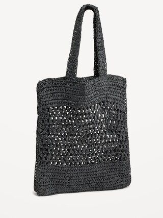Straw-Paper Crochet Tote Bag for Women | Old Navy (CA)