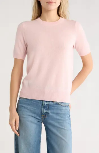 Nordstrom Short Sleeve Cashmere Sweater in Pink Cream at Nordstrom Rack, Size Large | Nordstrom Rack