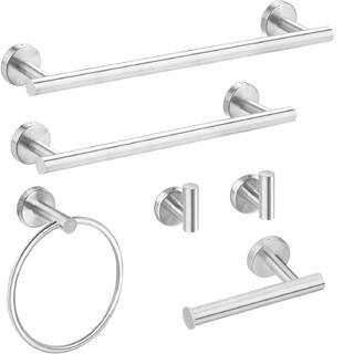 CASAINC 6-Piece Wall Mount Stainless Steel Bathroom Towel Rack Set in Brushed Nickel-CASADG08NS -... | The Home Depot