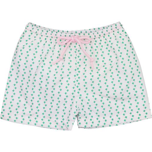 Pink And Green Floral Stripe Swim Trunks - Shipping Mid April | Cecil and Lou