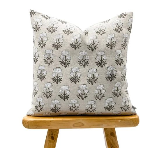 Krinto Floral in Chalk/Cement // Designer Throw Pillow // Botanical Pillow, High End Pillow, Flor... | Etsy (CAD)