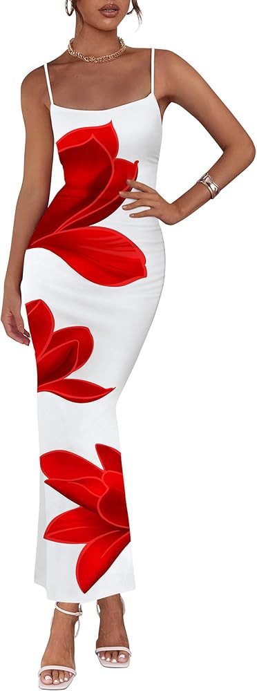 PRETTYGARDEN Womens Floral Maxi Dress Summer 2025 Sexy Spaghetti Strap Slip Bodycon Mesh Beach Va... | Amazon (US)