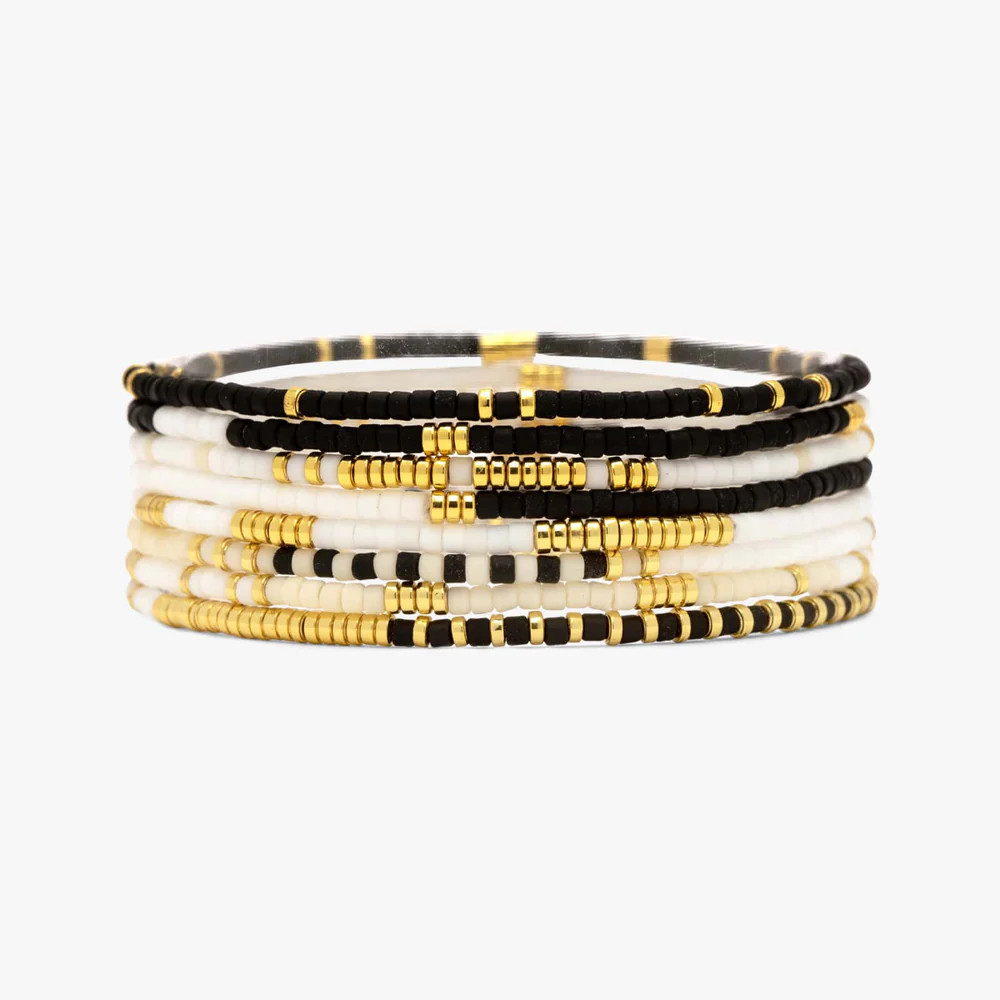 Monochrome Stretch Bracelet Set of 8 | Pura Vida Bracelets