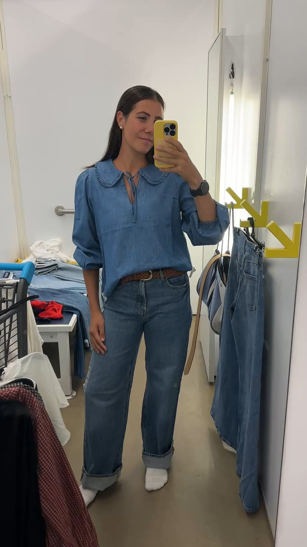 Stunning denim on denim look! Great fall options from #oldnavy #denim #fall wearing a Small in the rop & a 4 in their jeans. 5’8 for reference! 

#LTKFindsUnder50 #LTKFamily #LTKSeasonal