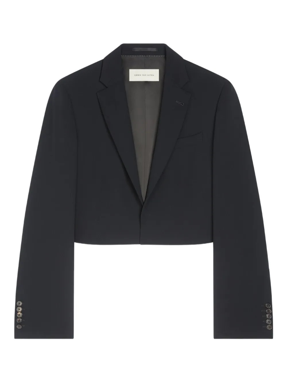 DRIES VAN NOTEN crop-hem buttoned-cuffs blazer - Black | Farfetch Global