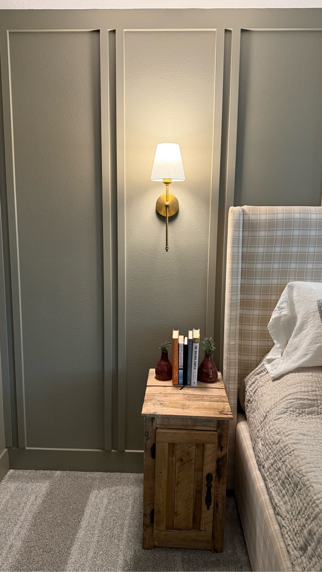 Our wall sconces in our bedroom are one of my favorite details! A 2 pack for under $60 and in a pretty gold bronze color 😍 #sconces #lights #light #walllight #sconce #bedroom #lighting #upgrade #home #decor #bedding 

#LTKHome