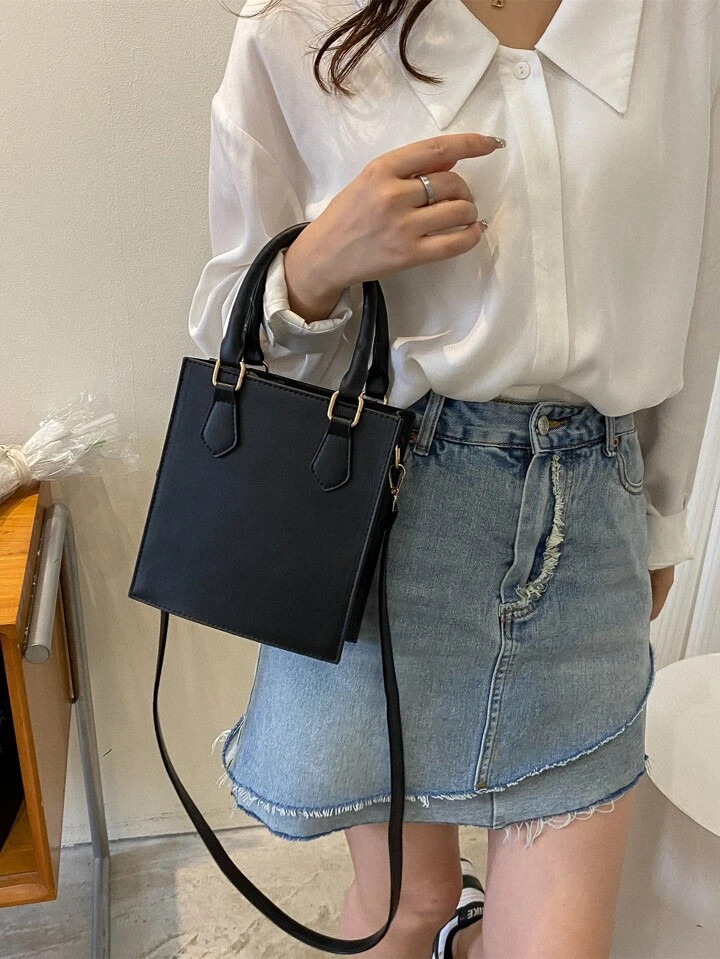 Mini Double Handle Square Bag | SHEIN