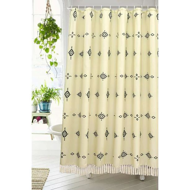 Moroccan Shower Curtain 60x72 Inch Geometric Tribal Tassel Boho Bathroom Curtain with Hooks, Heav... | Walmart (US)