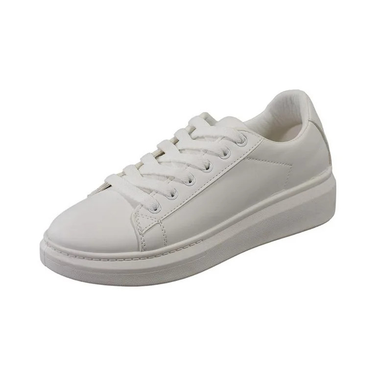 C&C California Women’s Platform Sneakers, Vegan Leather Shoes, White | Walmart (US)