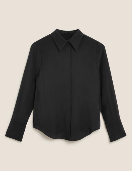 The classic Black pure silk shirt! Available in size UK 6 - 24 £79

#LTKstyletip #LTKfindsunder100