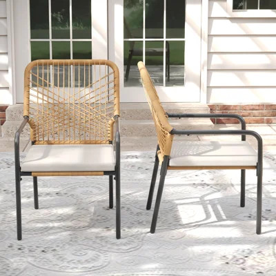 Patio Dining Chair With Cushion (Set Of 2) | Wayfair North America