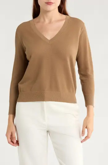 Vince Cotton V-Neck Sweater in Pecan at Nordstrom Rack, Size X-Large | Nordstrom Rack