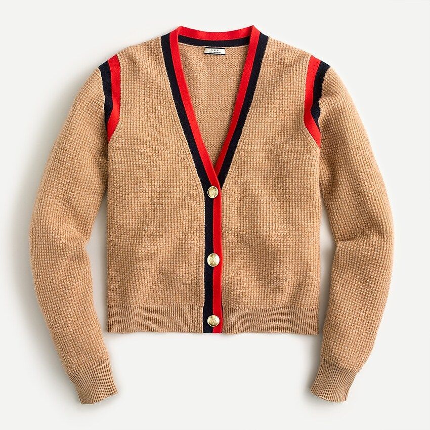 Cashmere waffle-knit cardigan sweater | J.Crew US