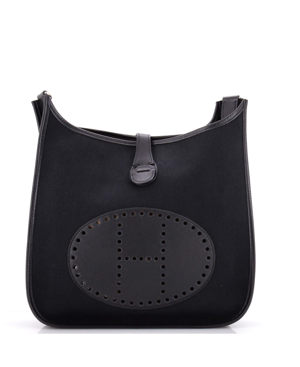 Pre-Owned HERMES Gm Evelyne Bag Gen I Toile and Leather - Black | Macy's