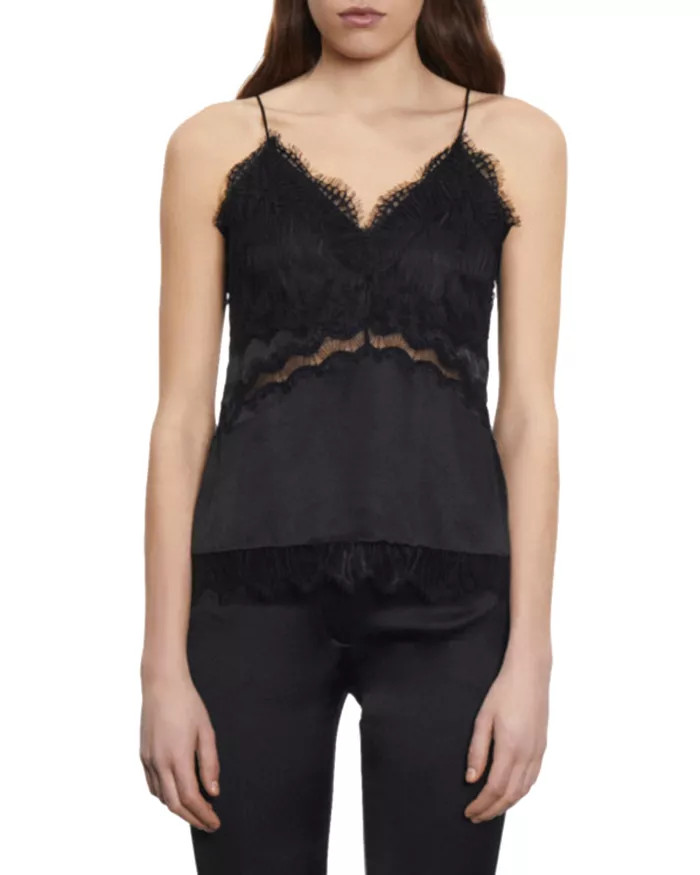 Lace Trim Silk Tank | Bloomingdale's (US)