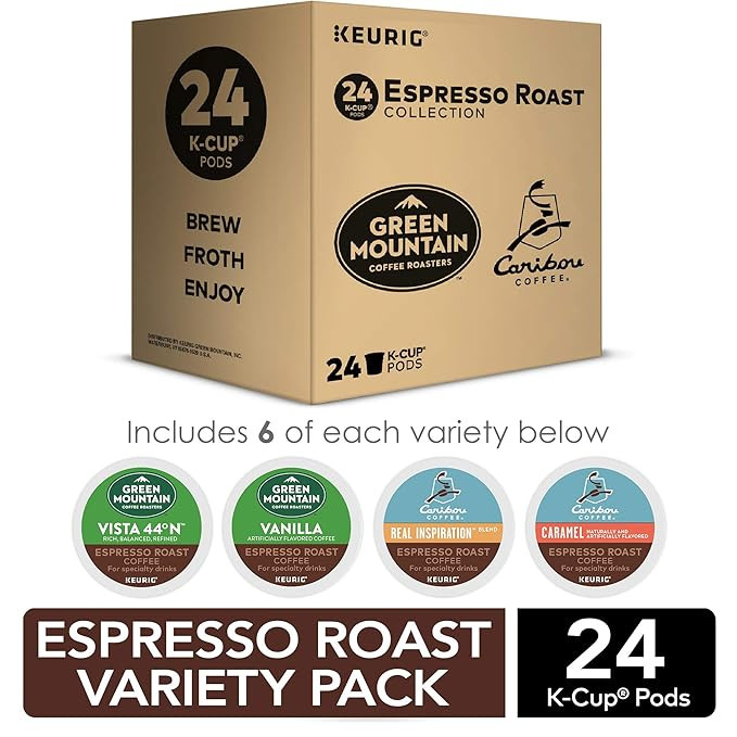 Keurig Espresso Roast Variety Sampler Pack, Single-Serve Coffee K-Cup Pods, Variety, 24 Count | Amazon (US)