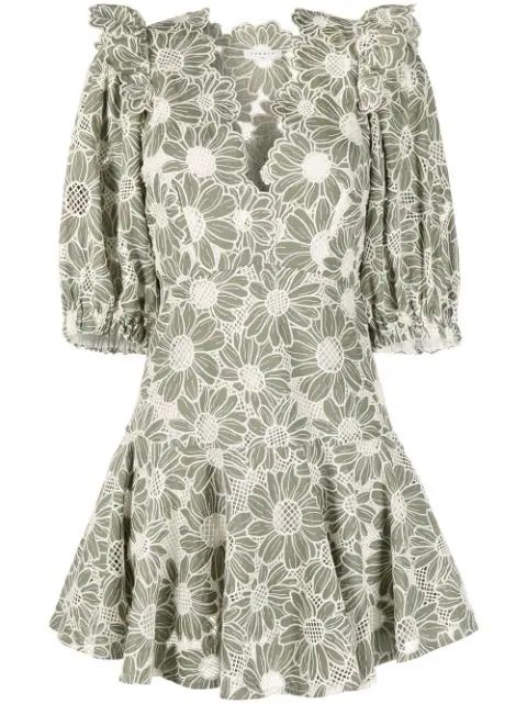 floral open-knit mini dress | Farfetch (US)