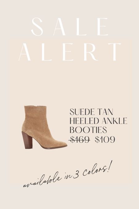 Vince camuto site wide sale! Suede tan heel ankle booties marked down to $109 today!!

#LTKsalealert #LTKSeasonal #LTKshoecrush