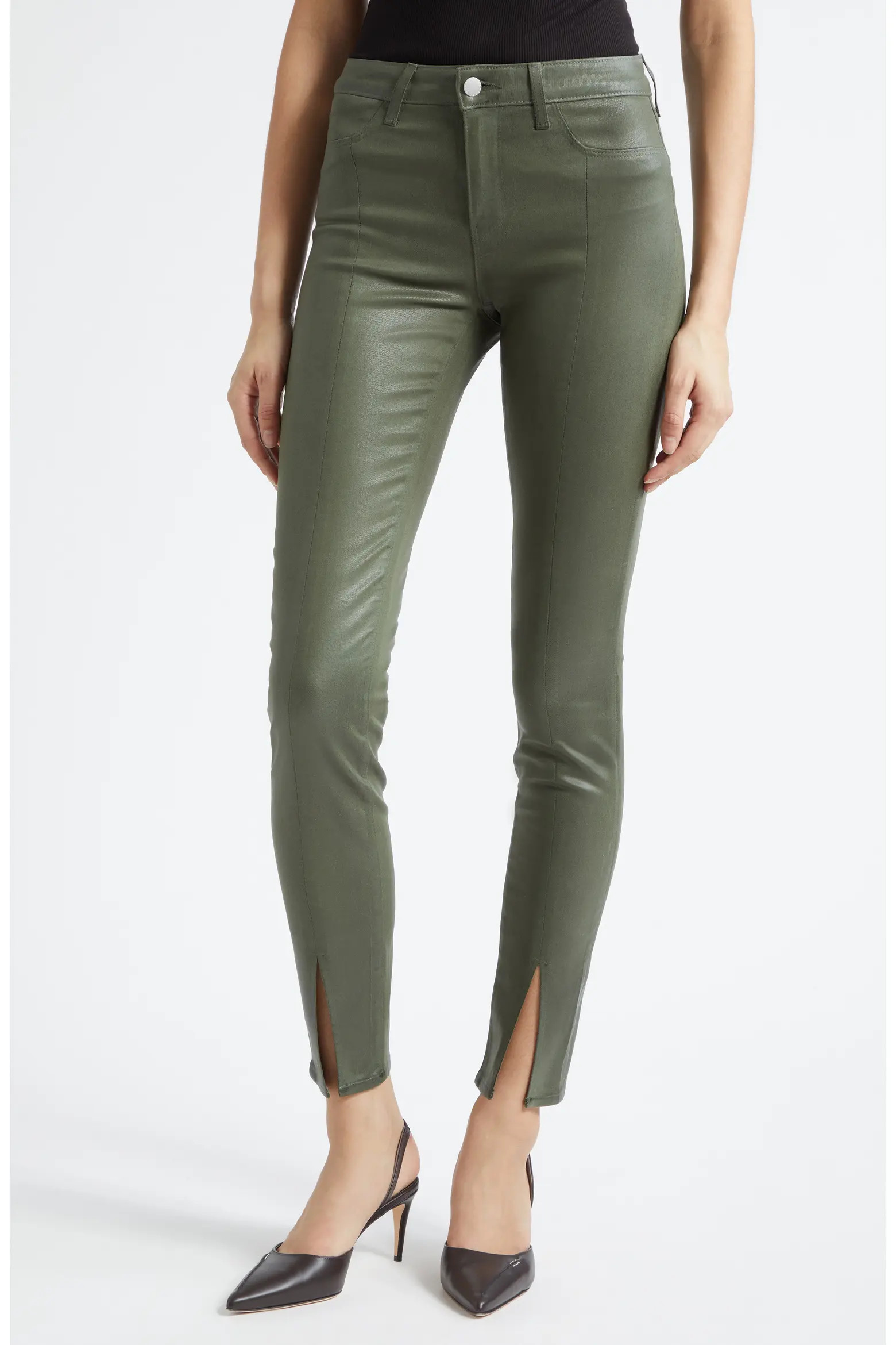Jyothi High Waist Split Ankle Coated Skinny Jeans (Women) | Nordstrom | Nordstrom